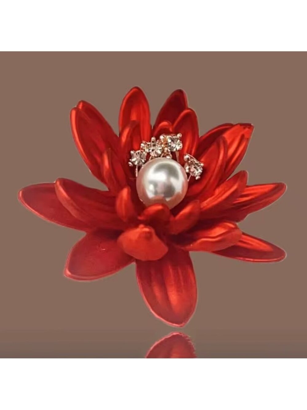 Red Floral Pearl Brooch